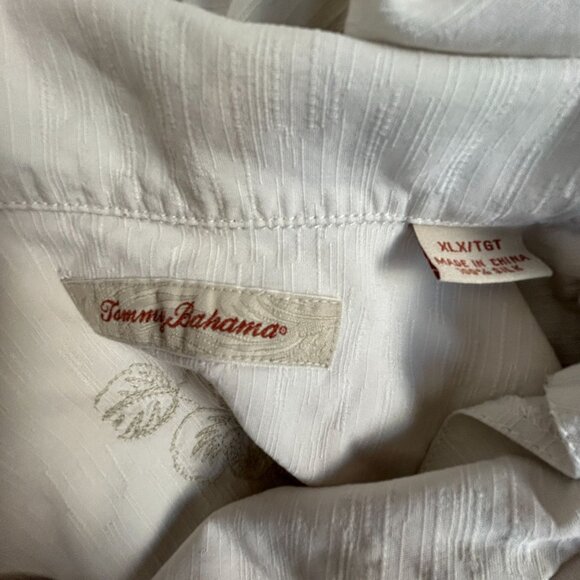Tommy Bahama Mens Silk Jacquard Floral Button-Up Short Sleeve Shirt XLX Ivory - Picture 3 of 7